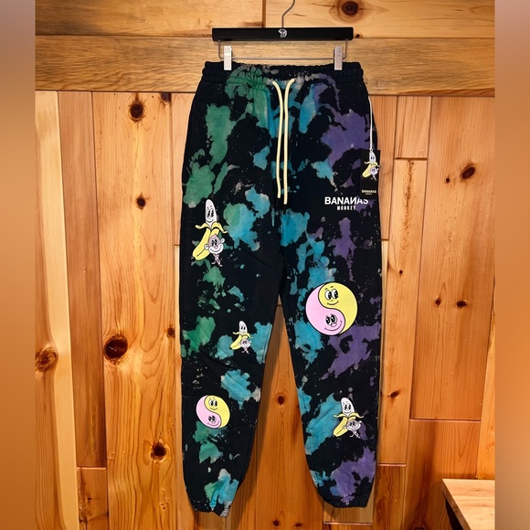NEW Bananas Monkey ‘Going Bananas’ Tie Dye Heavyweight Sweatpants Joggers NWT - Picture 2 of 11